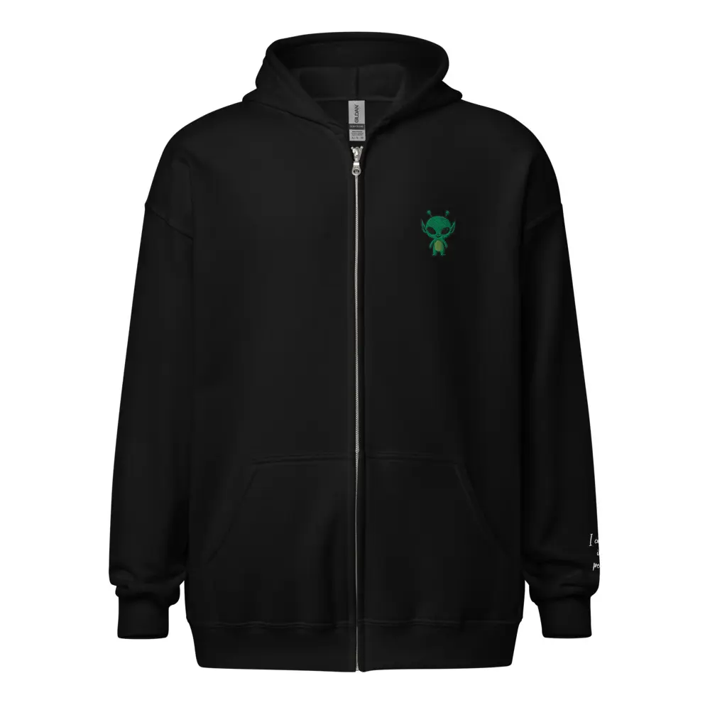 Embroidered I come in Peace -Alien  heavy blend zip hoodie