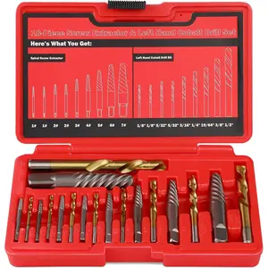 18Pcs Screw Extractor Set and Left Hand Drill Bits Set, Easy Out Broken Bolt Remover Reverse 35#CR-MO 6542/4341 HSS Steel Cobalt, Bolt Extractor Kit for Removing Stripped Screws, Damaged Bolts