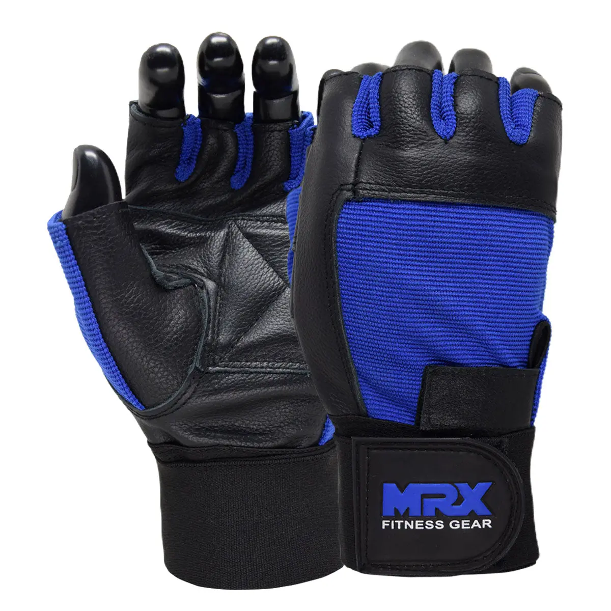 MRX BOXING & FITNESS Leather Weight Lifting Gloves - Adjustable Long Wrist Strap, Hook-and-Loop Closure, Wrist Support, Secure Protection, Enhanced Durability, Weight Training Gear