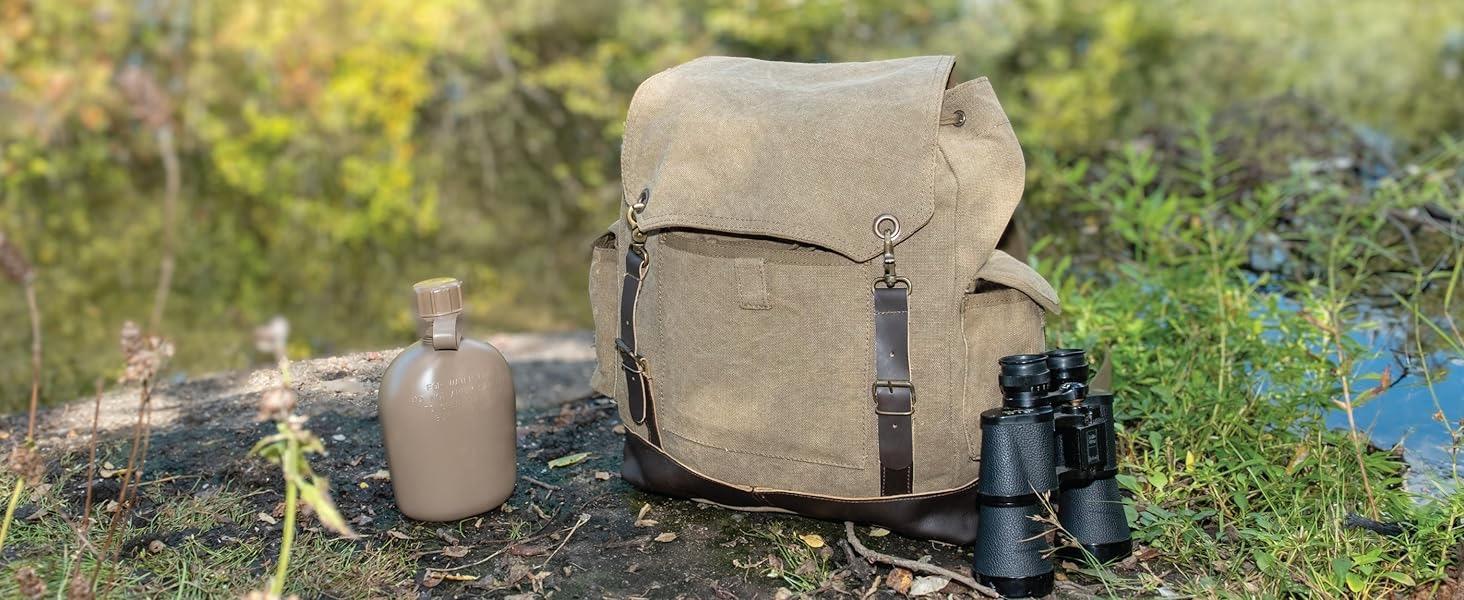 Rothco Vintage Expedition Rucksack - Classic Canvas Backpack for Everyday Adventures, Top Grade Water-Resistant Canvas, Spacious Compartment, Comfortable Straps Rothco Vintage Expedition Rucksack - Classic Canvas Backpack for Everyday Adventures, Top Grade Water-Resistant Canvas, Spacious Compartment, Comfortable Straps