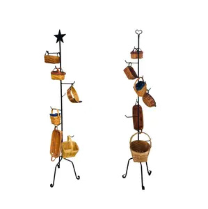Basket Stand Holder Basket Storage Display Rack Wrought Iron