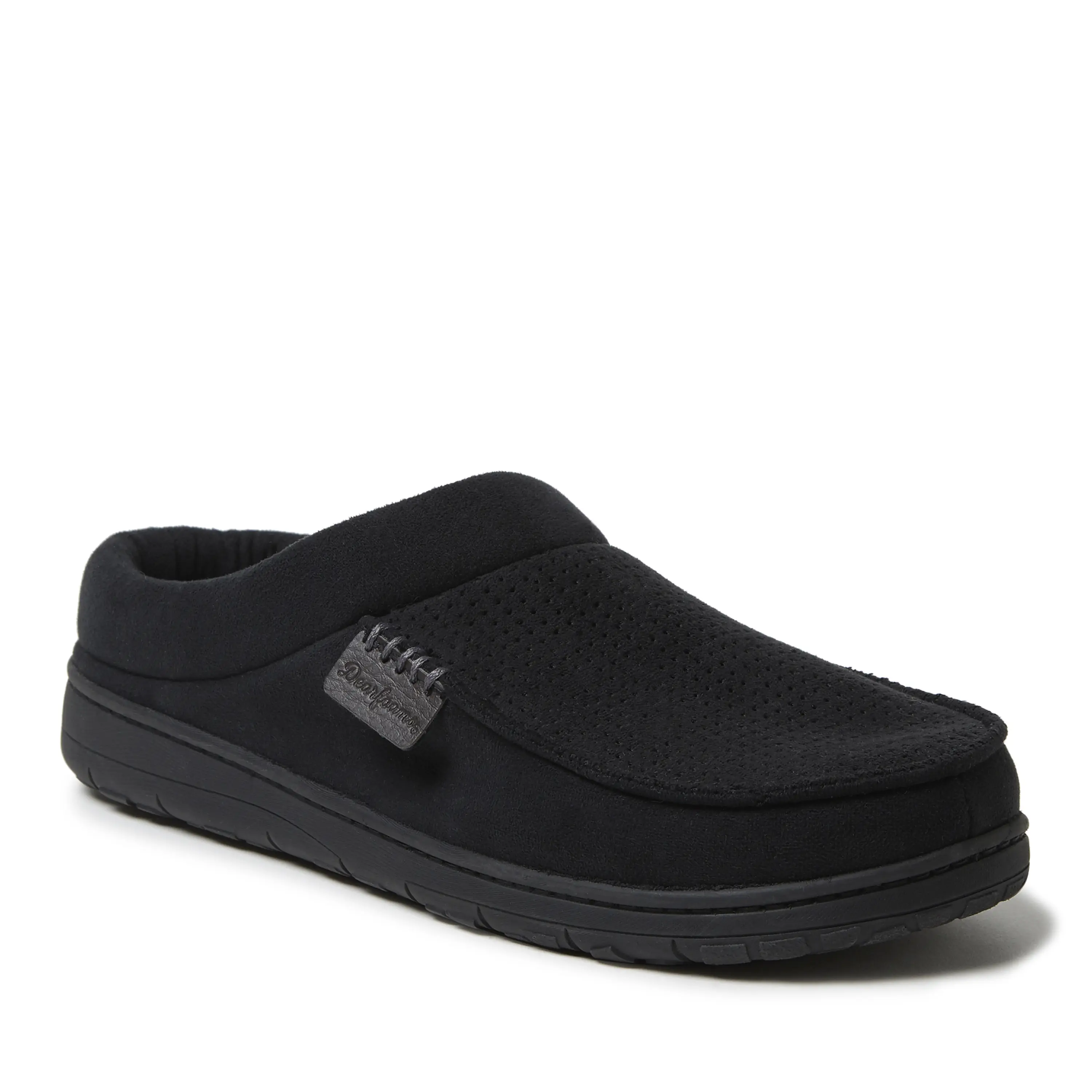 Dearfoams Men's Brendan Perforated Microsuede Clog Slippers - Comfortable Footwear for Daily Wear, Versatile Shoe