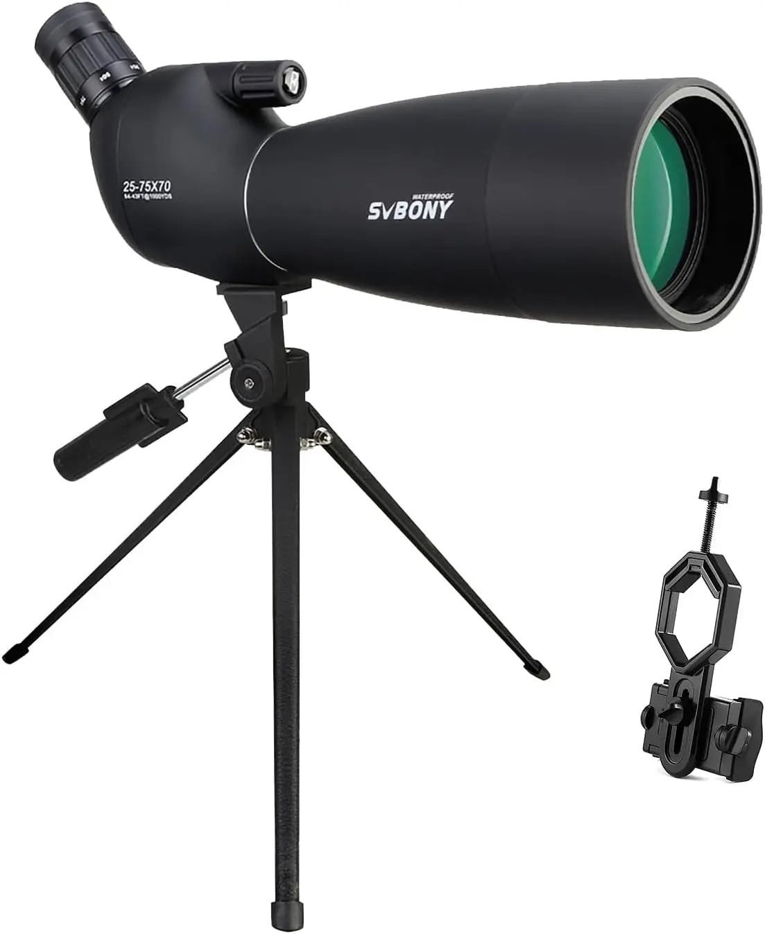 SV28 Spotting Scopes with Tripod, 25-75x70 Spotting Scope with Phone Adapter, IP65 Waterproof Fogproof Spotter Scope for Target Shooting, Bird Watching