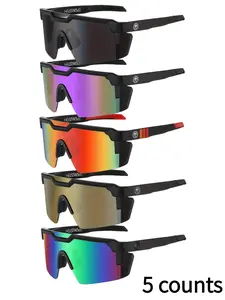 5 counts Heatwave Sport Sunglasses for Men Women UV400 Protection Cycling Running Fishing Outdoor Sports Wrap Around Shades
