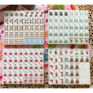 Christmas Mahjong Set 160 Tiles  Holiday American Mahjong Gift Set | Festive Game Night Mahjong Tiles