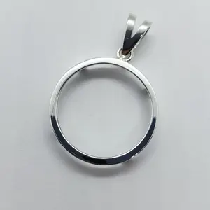 Sterling Silver Nickel Bezel 22 mm Coins Prong Back Square Edge 5 Cent No Coin