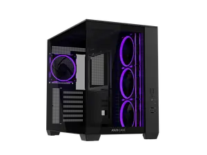 ASUS A32 PLUS Black ATX gaming PC case, support 360mm radiators and 420mm graphics cards, dual-chamber chassis for independent cooling zones, four pre-installed ARGB fans and clean cable management