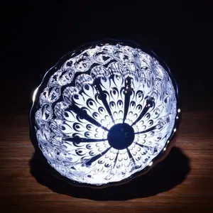 Handmade Jianzan Teacup, Drinkware Glass Set with Silver Fan-Shaped Edge and Peacock Feather