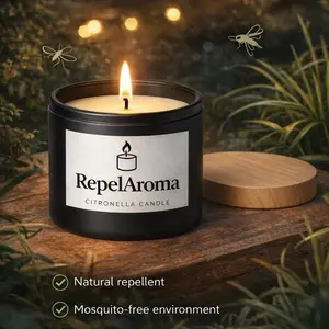 RepelAroma Citronella Candle - Natural Repellent for Mosquito-Free Environment - Eco-Friendly & Safe