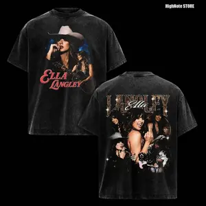 Ella Langley Vintage Washed Shirt – Country Music Oversized Graphic T Shirt, Southern Cowgirl Western Aesthetic, Rodeo Style Streetwear, Heavyweight Soft Cotton Unisex Top, Casual Men Women Wear, Gift for Country Music Fans OKI