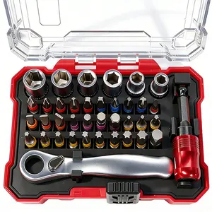 38 Piece Ratchet Screwdriver Set With Magnetic Multi Bit Tool Kit For Computer Bike Car Home Repair, Includes Storage Case, Ratcheting Tool Kit