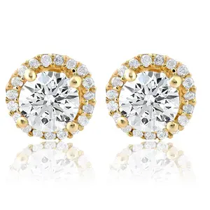1 Ct Halo Diamond Studs 10K yellow Gold