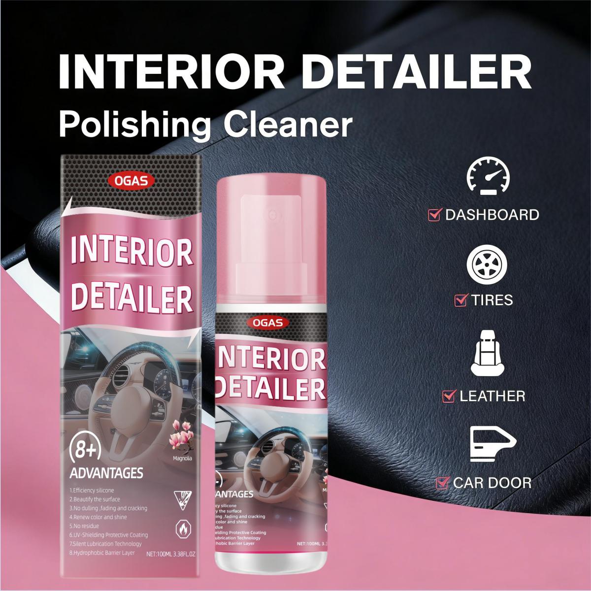 100ml Multi-Purpose Car Interior Polishing Cleaner - Gentle Neutral Formula for Car Seats, Dashboards, Steering Wheels & PU Fabrics - All-Season Renovation & Surface Care for Home and Vehicle, Car Seat Cleaner, Car Wash Foam Soap, car detailing product