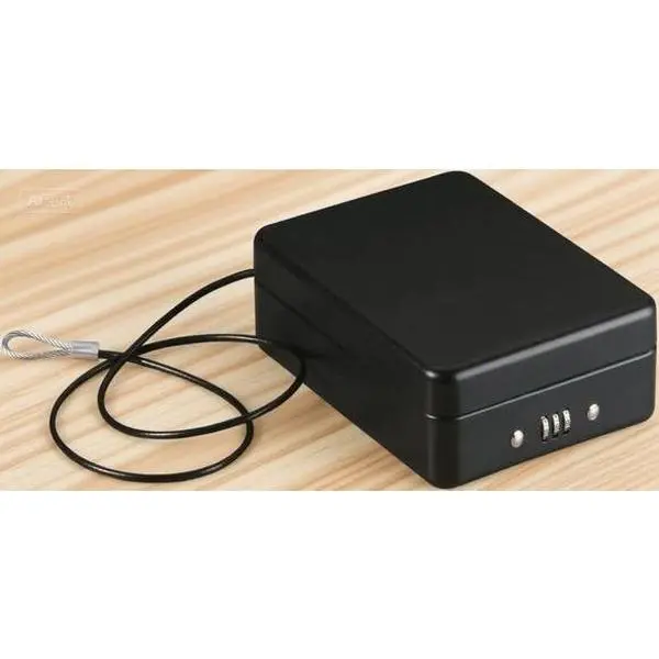 Portable Fireproof Combo Lock Safe, 0.05 Cubic Feet, 2.6" H x 5.9" W x 8.0" D Black Durable Box for Jewelry, USB Drives, Documents - Home & Office Storage Solution (Sentrysafe Portable Safe)