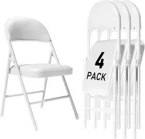 Folding Chairs with Padded Cushion and Back for Outside Portable Stackable Commercial Foldable Chairs with Steel Frame for Events Office Wedding Party, 350lbs Capacity