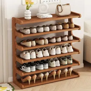 Bamboo 3-6 Tier Shoe Rack - Space-Saving Wood Grain Shoe Organizer for 6/15/24 Pairs, Easy to Assemble Storage Shelf for Entryway, Bedroom & Garage