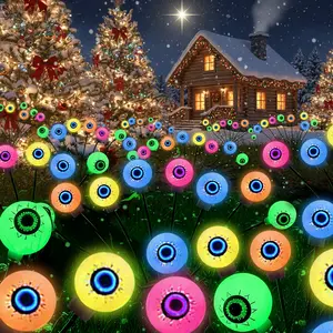 Outdoor Solar Eyeball Lights: 8 Pieces Scary Color-Changing LED Eyes with Stakes, IP65 Waterproof Solar Powered Halloween Yard Decorations for Garden, Lawn, Porch
