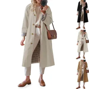 ARTFREE Womens Long Trench Coat Single Breasted Oversized Windproof Overcoat Fashion Outerwear ARTFREE Womens Long Trench Coat Single Breasted Oversized Windproof Overcoat Fashion Outerwear