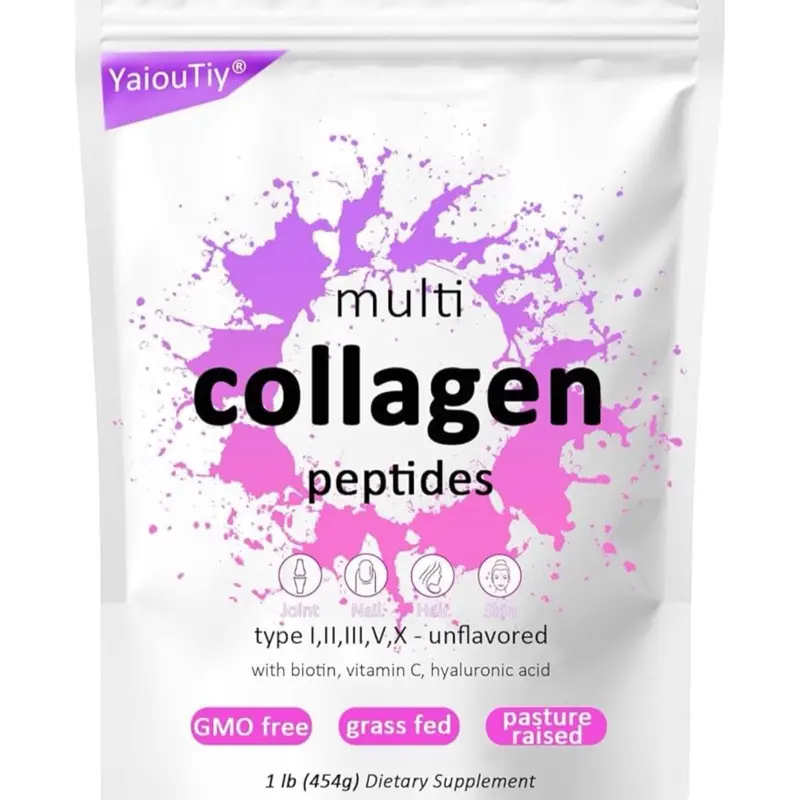 Multi Collagen Peptides Powder - Hydrolyzed Collagen Types I, II, III, V, X for Skin, Hair, Nails & Joint Support - Unflavored, Gluten-Free, Easy to Mix - Non-GMO, Paleo Friendly 16oz (1 Pack)