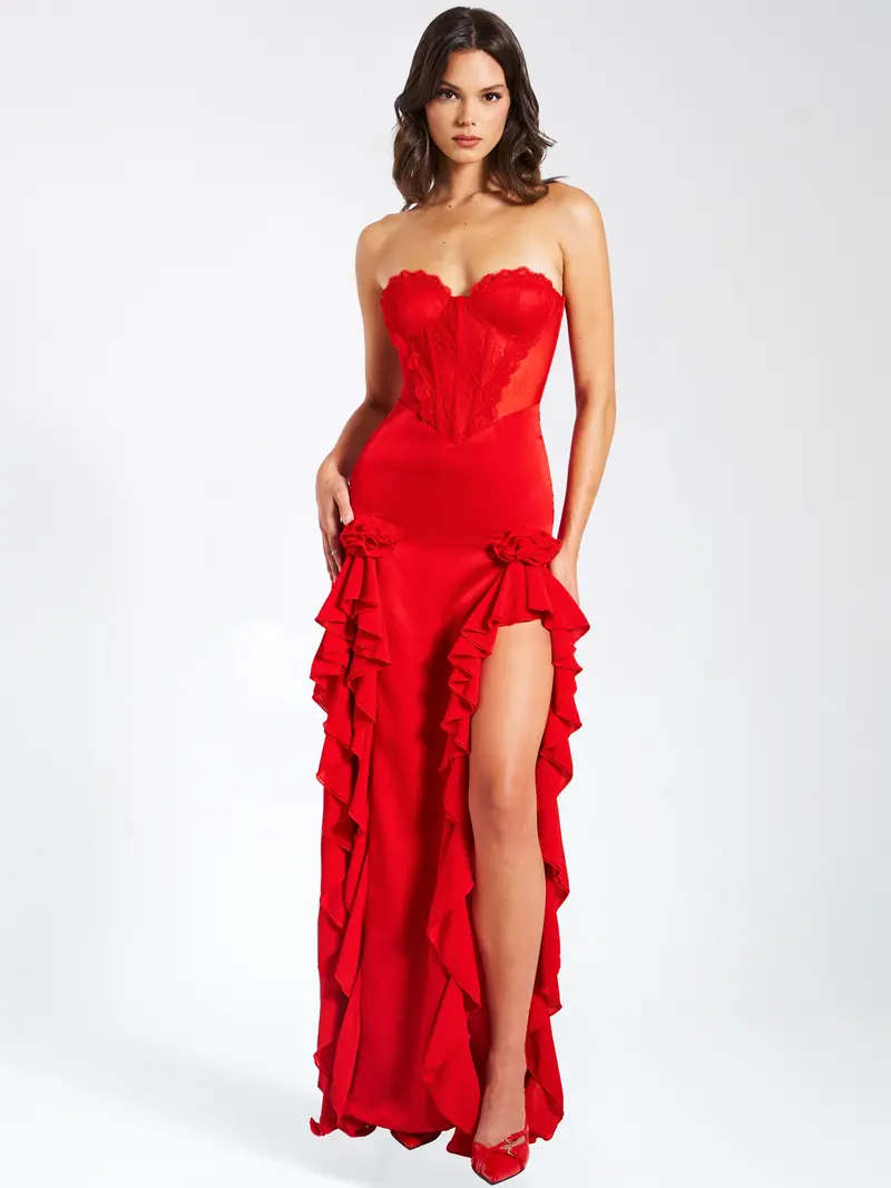 knee length dresses for ladies Maila Lace Corset Maxi Dress With Underwear – EDGE main image 1