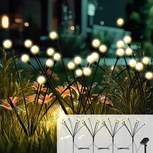 Solar Lights-Firefly Lights, New Upgraded 4 Pieces Together Feature 32 LEDs Solar Starburst Swaying Waterproof Lights in Each Pack, Great for Lighting，Warm White（4pack） (Siuholi-1)
