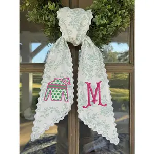 Personalized Jockey Silks Wreath Sash: Custom Embroidered Derby Front Door Bow | Equestrian & Kentucky Derby Decor