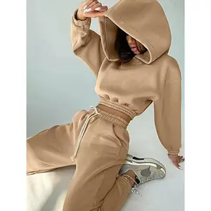 Y2K Style 2pcs Sweatsuits Tracksuits Fashion Jogging Suits For Women Long Sleeve HoodieCasual Fitness Sportswear