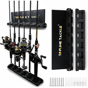 2 Set Vertical Fishing Rod Holders for Garage Wall Mounted Fishing Pole Holders Fishing Rod Rack for Storage 12 Rods