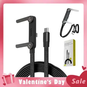 Invisible Holder Charger Cable with Stand, 240w super fast charging 2-in-1 Fast Charging Cord & Phone Stand for Gaming, Office, Car Travel, Compatible with iPhone Samsung Type-C charging cable Black Valentine's Day