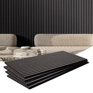 VEVOR Wood Slat Acoustic Panels, 23.6x 47.2 inch, MDF Accent Wooden Wall Panels for Modern Interior Wall Decor, Faux Wood Wall Board Panels for Noise Reduction, Black Oak