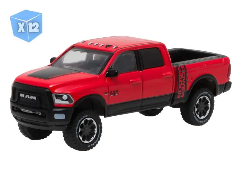 12 PACK 2017 Ram 2500 Power Wagon - Flame Red w/ Black Diecast 1:64 Scale Model - Greenlight 29873