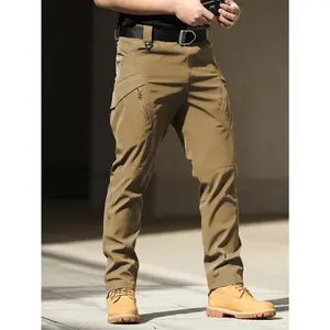 Men's Hiking Pants Softshell Lightweight Waterproof Outdoor Pants IX9 Tactical Pants With Multi Pockets (No Belt)