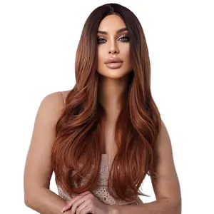 DB-Fashion Women's Middle Part Colorful Long Curly Wig Big Wave Synthetic Wig-DB