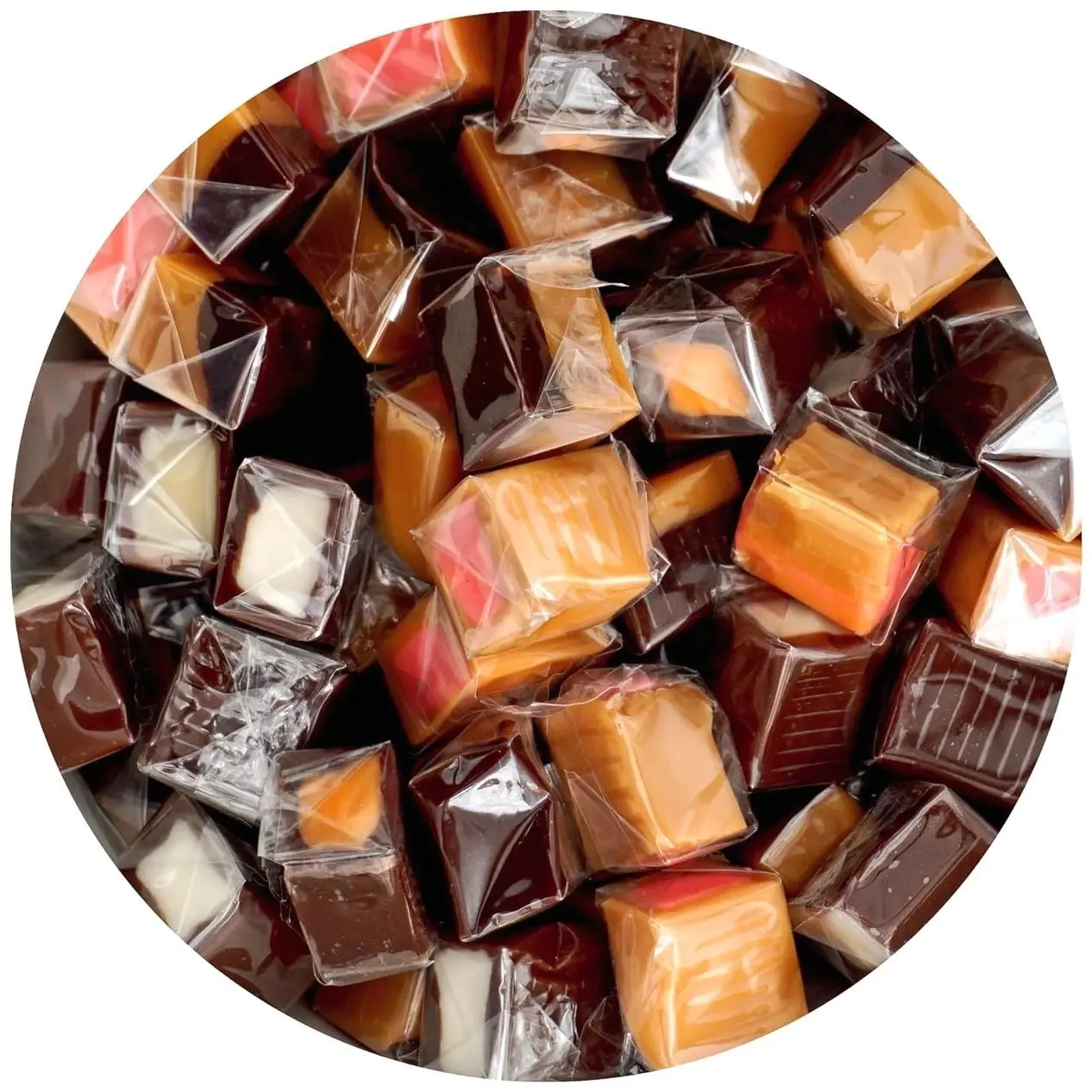 Assorted Caramel Squares Candy, 2 Pound Bulk Bag (Approximately 125 pieces), Assorted Flavored Caramel Cubes, Individually Wrapped Chewy Candy