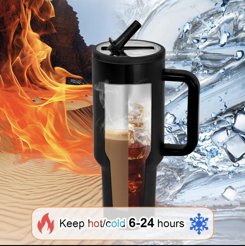 40oz Solid Color Powder-Coated Tumblers with Leak-Proof Lid & Reusable Straw Double Wall Vacuum Insulated Travel Mugs BPA-Free & Safe