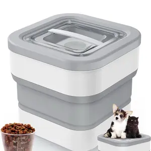 Collapsible Dog Food Storage Container, 15 Lbs Max Capacity Cat Pet Food Container with Magnetic Lid & Measuring Cup, Multi Purpose Storage Container For Dry Food, Cereal