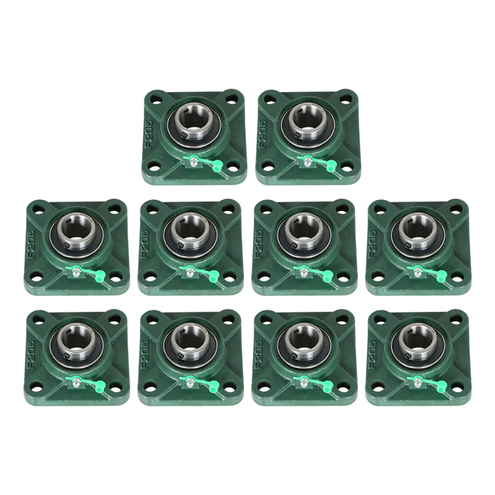 10PCS Cast Iron UCF205-16 Pillow Block Flange Bearings, 1" Bore, 4-Bolt Solid Base, Dynamic Load Rating, Self-Aligning Feature, Bearing Capacity