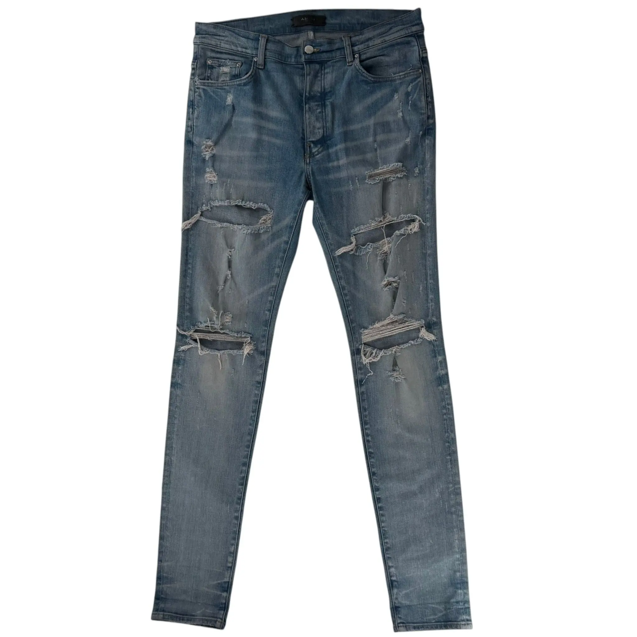 987138 Amiri Distressed Jeans Dark Blue