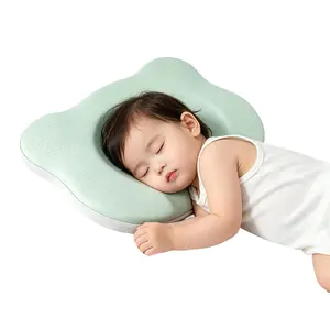 Baby Pillow for Newborn 0-6 Months, Anti-Flat Head & Anti-Roll, Soft Silicone Breathable Neck Support, Infant Sleep Positioner for Round Head