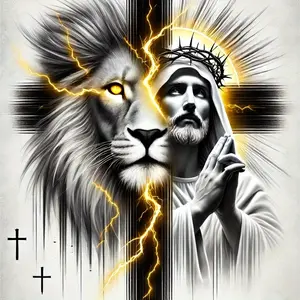 Lion's Light 7-inch vinyl sticker, Universal car sticker, Car Decals - Inspirational Lion and Jesus Christ design, glossy finish, self-adhesive suitable for cars, laptops, bottles, windows, walls, cups - fits glass, metal, ceramic surfaces