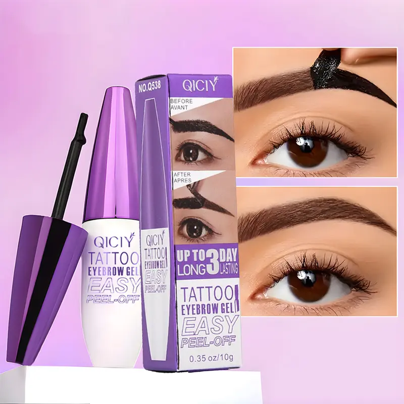 Easy Peel-Off Eyebrow Gel - Eyebrow Makeup, Waterproof & Sweatproof, Long-Lasting Black or Brown Tattoo Tint, Film Forming, Medium Coverage for All Skin Types, Daily Gift, Best gift for women, Cosmetic