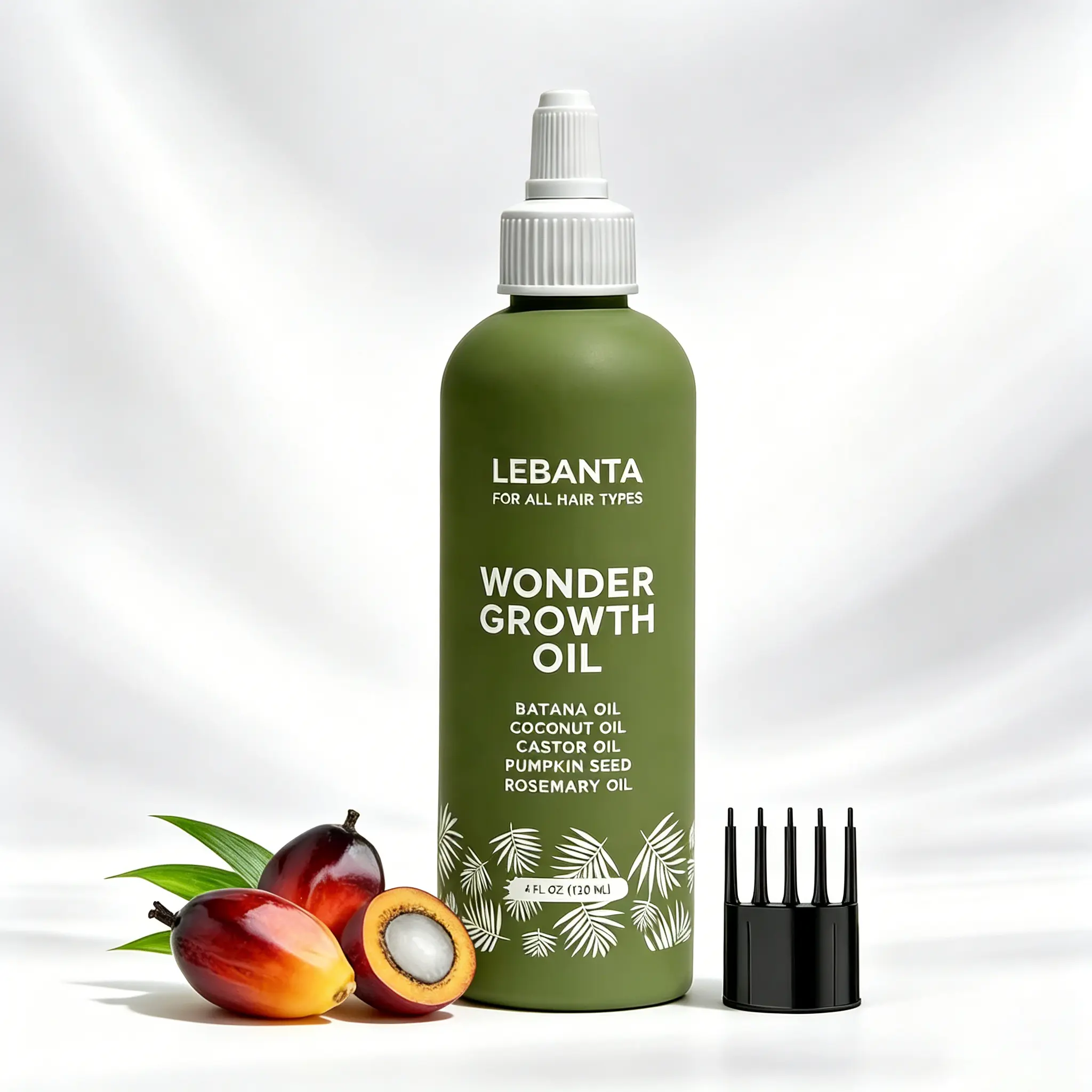 Lebanta Batana Oil for hair growth, blended with castor, pumpkin seed, coconut and rosemary oil, boosts thicker and stronger hair.