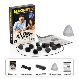 Magnetic Chess Game with 20 Full-Size Stones and Adjustable String, Portable Puzzle Strategy Game for Family & Party & Travel & Camping