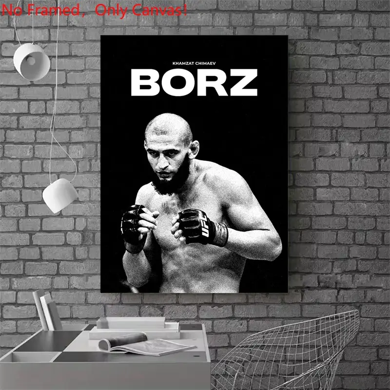 1 piece/set frameless canvas painting print poster, Classic realistic Boxing Sports star art, Khamzat Chimaev Borz Poster, Athlete Wall Decor, a perfect gift for mixed martial arts lovers, ideal for bedroom, living room, mural, wall decoration