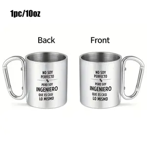 1pc 10oz "No Soy Perfecto Pero Soy Ingeniero" Engineer Coffee Mug, Insulated Stainless Steel Cup for Hot/Cold Drinks, Retains Beverage Temp, Great for Home, Commute, Picnics - Hand Wash Only, Non-Toxic, Chic Look, Reusable Drinkware