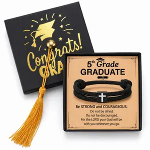 Graduation Cross Braided Rope Bracelet for Boys Men, Christian Graduation Gifts for Son Grandson, Kindergarten Graduation Bracelet Keepsake