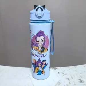 1pc 800ML Premium K-Pop Demon Hunter Water Cup, Cute Cartoon Design with Handle, Lightweight Plastic, Leak-Proof, Portable, Unisex