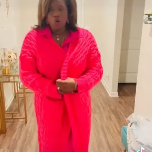 Product Review of Plus Plain Textured Drop Shoulder Cardigan, Casual Long Sleeve Pocket Coat for Women, Women's Plus Clothing for Spring & Fall from W**s