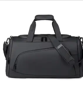 Sports Fitness Bag - Black Travel Bag with Handles and Zipper Closure for Summer Activities