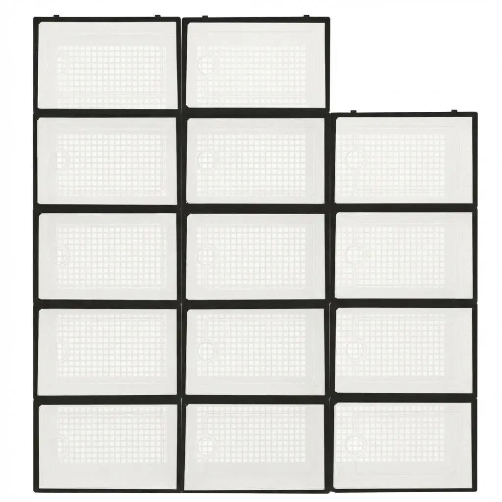 Garvee Upgraded 15 Pcs Shoe Storage Box with Lid, Foldable Plastic Shoe Organizer, Stackable Sneaker Container for Closet Organization, Bedroom, Dustproof & Space Saving Design